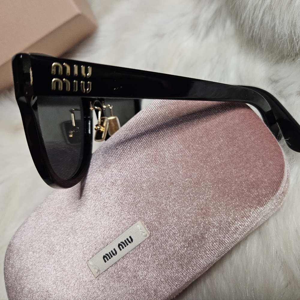 Miu Miu Black & Gold Sunglasses - Picture 4 of 7